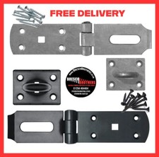 Heavy Duty Hasp & Staple Gate Shed Lock Galvanised or Black + Fixings Option