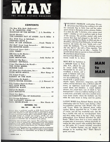 Vintage MODERN MAN Magazine Nov. 1963 Ann Terry, Russ Meyer, Judy Roulette, more - Picture 2 of 3
