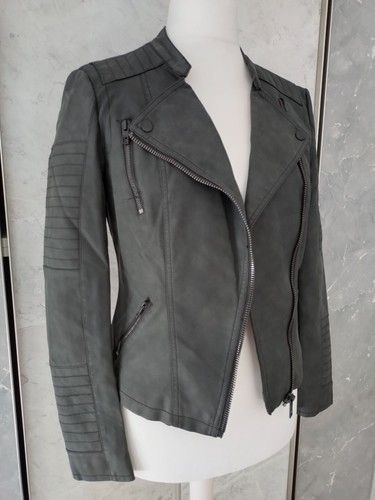 NEU ONLY Leder-imitat Biker-Jacke Gr 36 Herbst/Übergang PU-beschichtet Rock Punk - Bild 4 von 23
