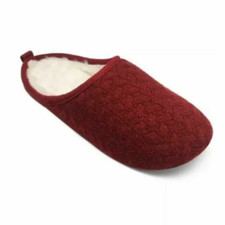 Charter Club Women  s Sweater-Knit Memory Foam Slide Slippers Red Size S 5-6