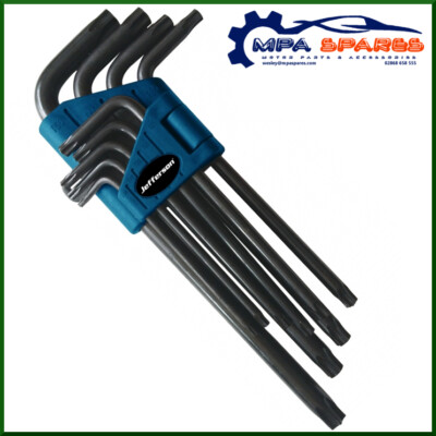Jefferson 9-TEILIGES EXTRA LANGER REICHWEITENARM SECHSKANT TORX SCHLÜSSEL SET HRC-60 STAHL - JEFKYTX09