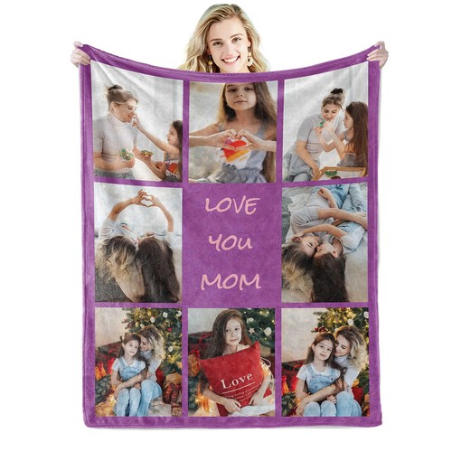 I Love You Custom Blanket with Photo Collage Text Personalized Picture Blanket - 第 47/49 張圖片