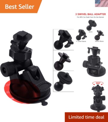 Swivel Ball Dash Camera Mount with PVC Suction - Ideal for G1W/Yi Smart Dash Cam