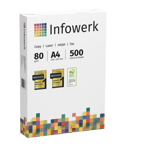 Druckerpapier Kopierpapier 25000 Blatt A4 80g Hochweiß PEFC-Zertifikat Infowerk - Photo 4/4