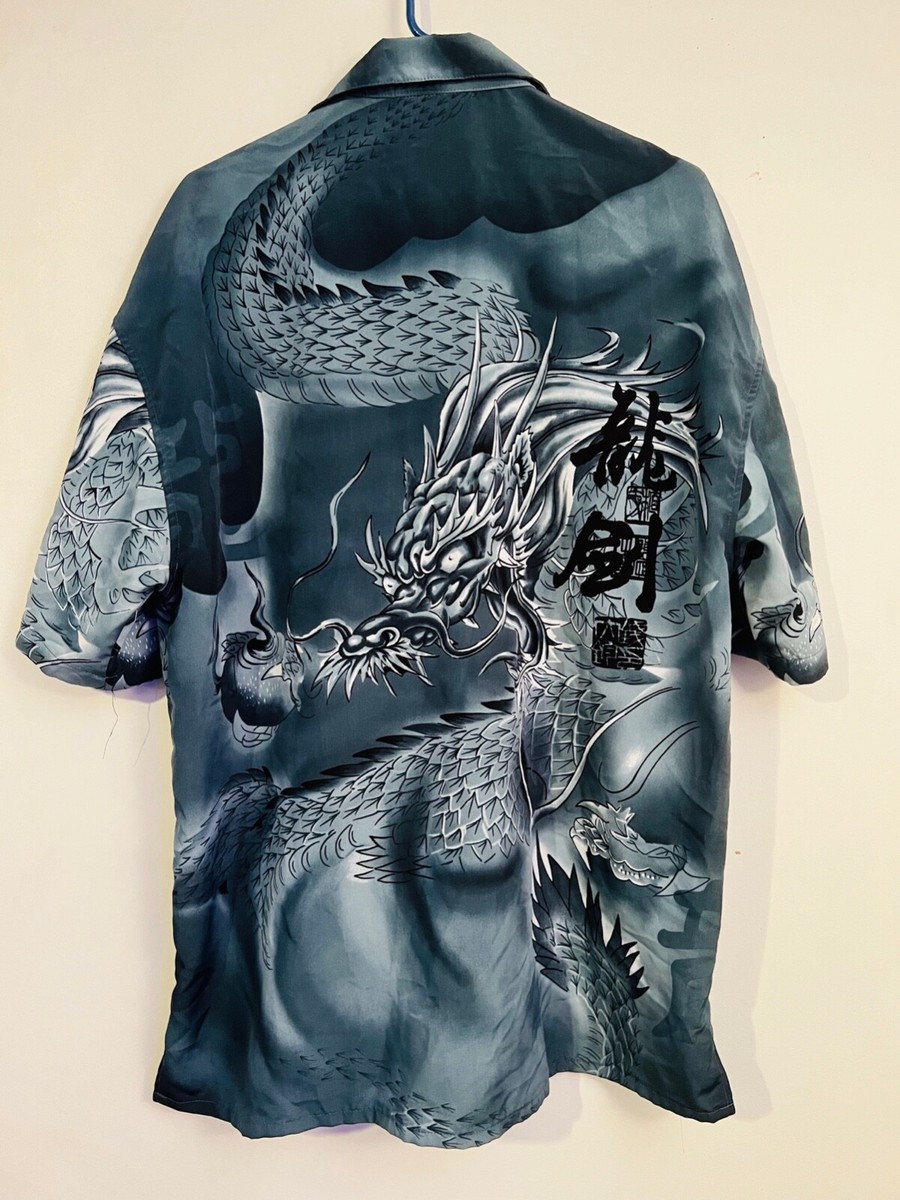 Relax Designs Men's Large Short Sleeve Asian Dragon Design