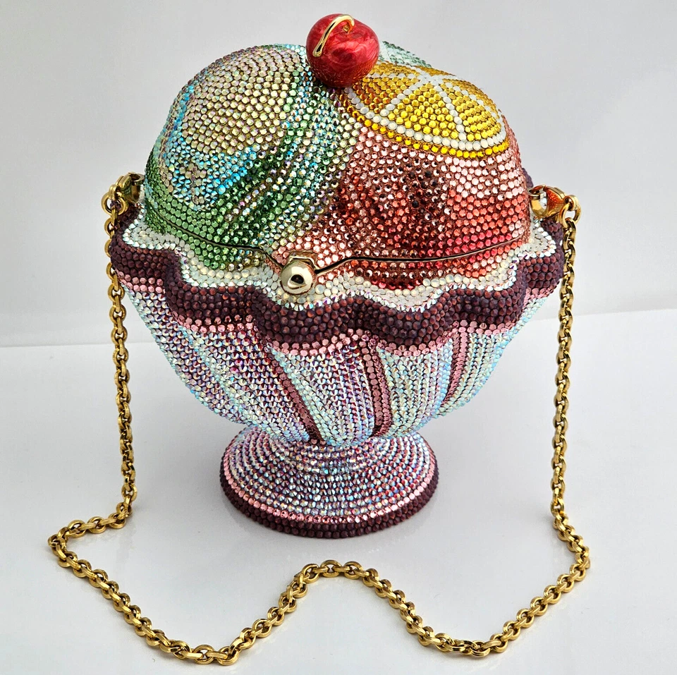 Judith Leiber Helado Sherbert Sundae Edición Coleccionista Minaudiere Bolsa Video