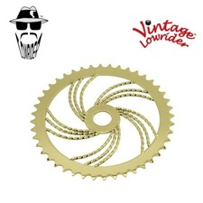 VINTAGE LOWRIDER 44T TRIPLE SQUARE TWISTED STEEL CHAINRING 1/2 X 1/8 GOLD.