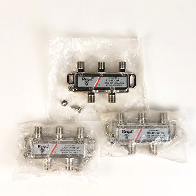 REGAL DS4DGH10 4Way Splitter, NEW Open Box For TV Cable, Not Satellite(LOT OF 3)