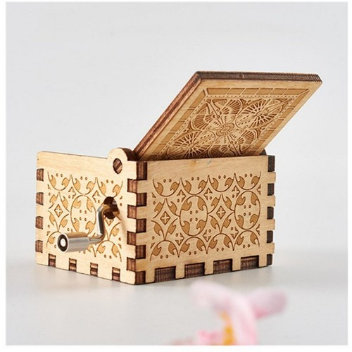 Retro Wooden Music Box Antique Hand Crank Engraved Toys Kids Birthday Gift Xmas - Picture 29 of 35