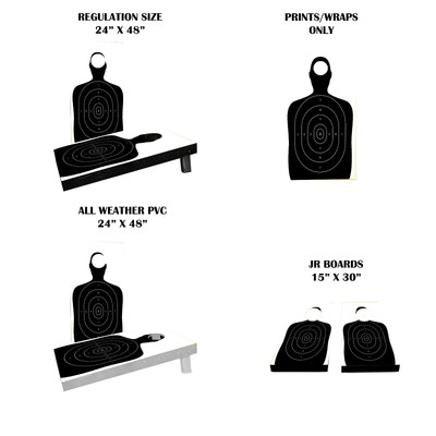 Gun Range Target Themed Custom Cornhole Boards Variations