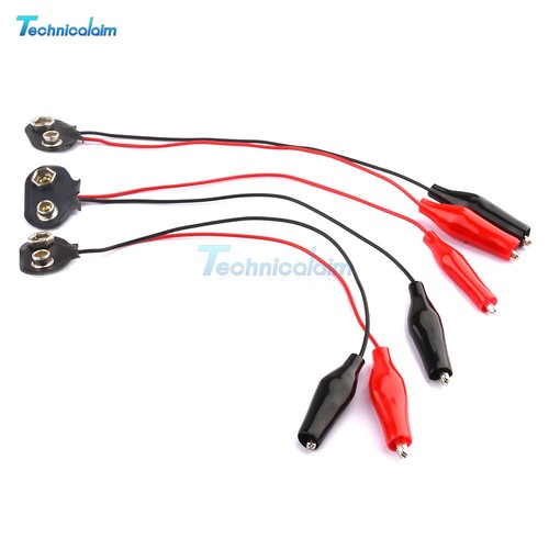 3x 9V Battery Snap Connector to Dual Wire Clips Cable 18CM Alligator Clip Cable - Bild 7 von 12