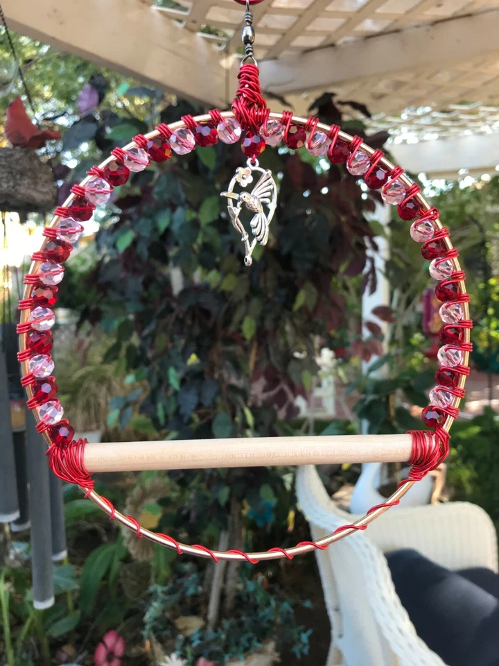 Columpio para colibrí, columpio para pájaros, rojo, perca para colibrí, accesorio alimentador de néctar  Foto 3 de 3