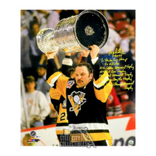 Bryan Trottier Stats Autographed Pittsburgh Penguins 20x24 Photo BAS (8 Inscrip)