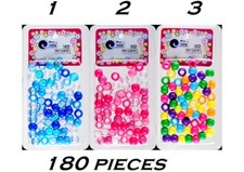 Tara Girls Assorted Color Plastic Beads 10x12 mm For Braid Hair 3pks 180 Pieces