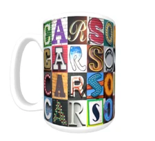 CARSON Coffee Mug / Cup featuring the name in photos of actual sign letters
