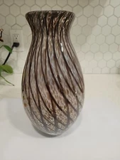 Vinci Dynasty Hand Blown and White Cased Art Glass Vase 11”