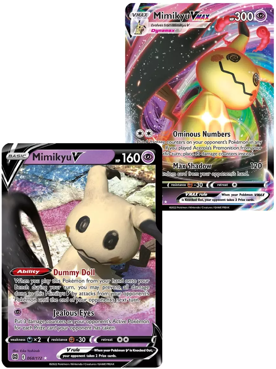 Mimikyu V & Vmax 069/172 Brilliant Stars - Ultra Rare Pokemon Card Lot