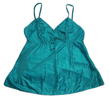 VTG Nancy King Lingerie Vintage Baby Doll Top Cami Sleepwear USA Teal Green S