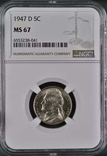 1947-D 5C Jefferson Nickel NGC MS67     6553238-041