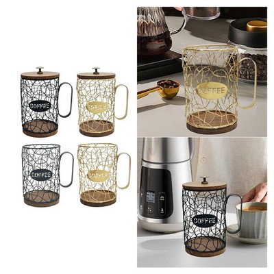 Coffee Pod Holder Storage Cup with Wood Base Organizer for Hotel Family Cafe