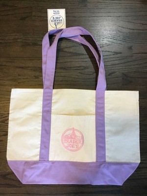 Trader Joe s Canvas Large shopping Bag Limited release Tote Lavender New W/Tags