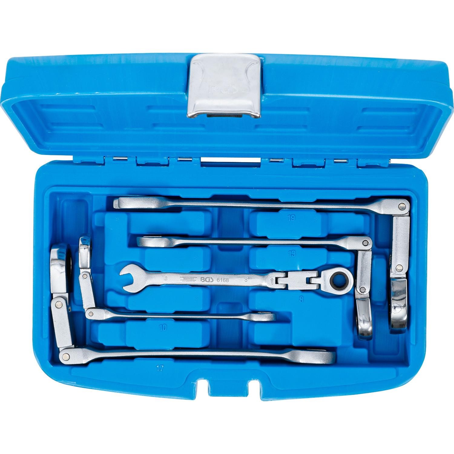 Clés mixtes à cliquet BGS 8-19 mm avec tête articulée inclinable