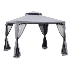 Outsunny 3 x 3 m Metal Gazebo Garden Outdoor 2-Tier Roof Marquee Party Grey