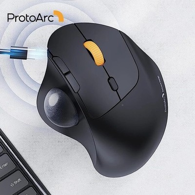 ProtoArc Wireless Trackball Maus 2,4g Ergonomische Rollerball Maus Wiederaufladbar