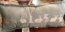 French Country Blue & White~Multiple RABBITS~in Different Poses~PILLOW~10X23~NEW
