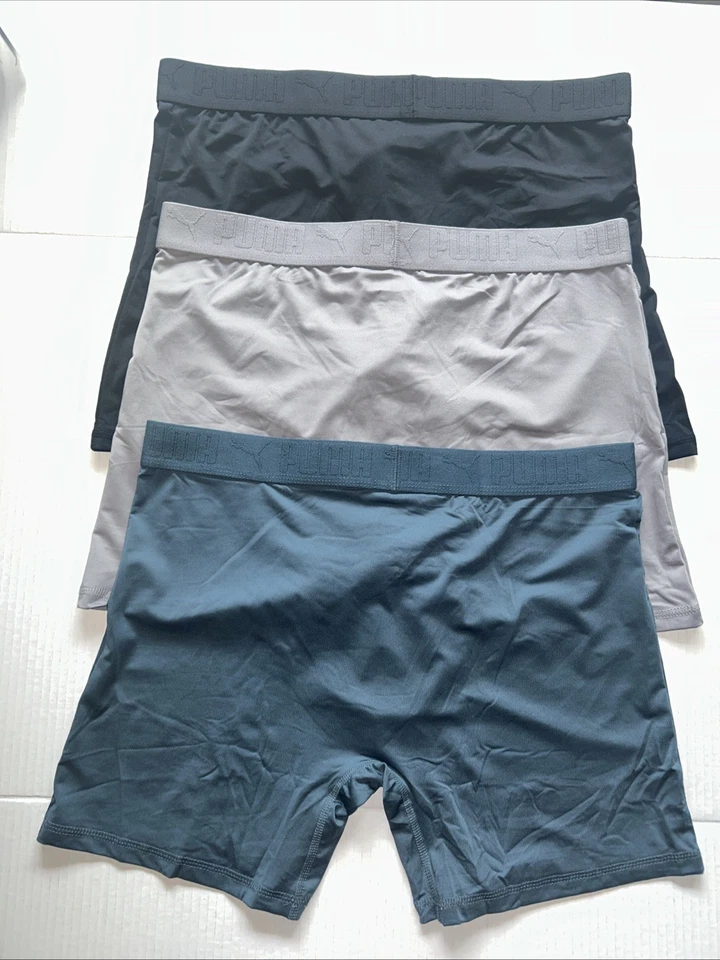 Calzoncillos boxer deportivos PUMA para hombre, XL, 55782-H024, verde/gris/negro, 3 pares, nuevos sin etiquetas Foto 3 de 4