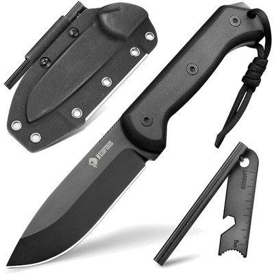 Outdoor Messer feststehend D2 Stahl Survival Messer mit Feuerstahl Holzscheid...