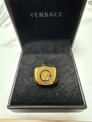 VERSACE Lion Head Gold Ring Men's Accessories Casual Style Boxed Fashion Jewelry