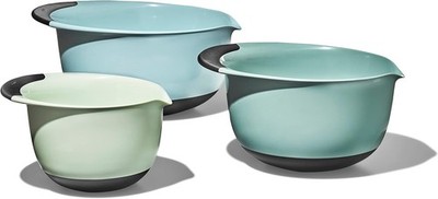OXO Good Grips 3-Piece Plastic Mixing Bowl Set - Cadet Blue, Tower Gray, Jade, S