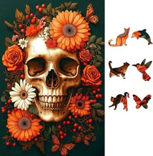 Halloween Vintage Floral Skull 500 Piece Jigsaw Puzzle for Adults, Day of the De