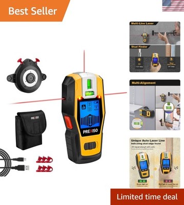 2-in-1 Rechargeable Stud Finder with Laser Level: Multi-Surface Precision Tool