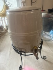 Dispensador de bebidas de barril de cerámica Longaberger marfil tejido tradiciones