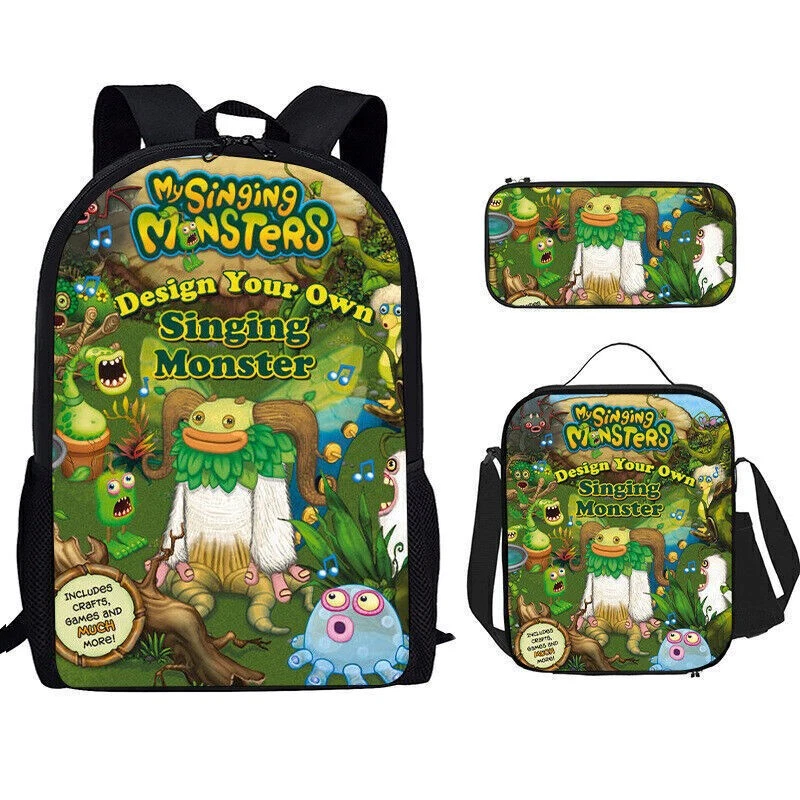 My Singing Monsters Backpack Set, School Bag Lunch Bag Pencil Case