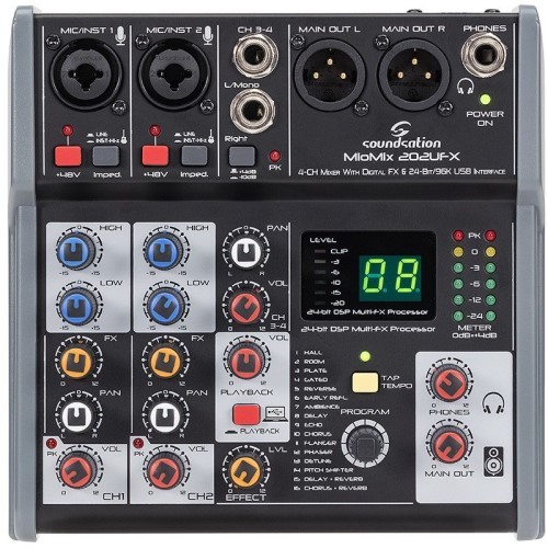 Soundsation Miomix 202UFX Mischpult 2-Kanal USB Interface Effekte Neu 22490₽