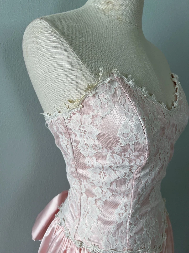 Vestido de princesa vintage Gunne Sax de Jessica Mcclintock entallado y acampanado rosa Foto 4 de 4