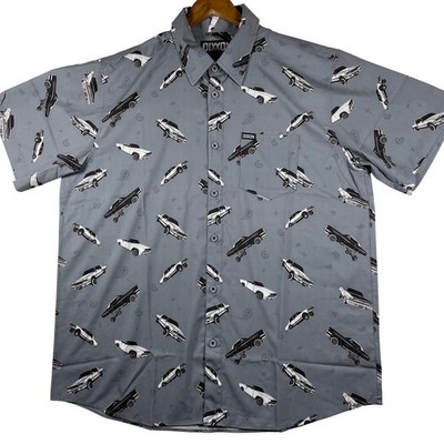 DIXXON Flannel ''Dippin'' Car Print Short Sleeve Button Up Shirt Men XL