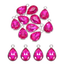 10 Pcs 10x14mm Alloy Glass Crystal Teardrop Charm for DIY Craft, Rose Red