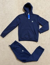 adidas Originals Tracksuit Mens Blue Authentic 2 Piece Set Sweatsuit Size M, XL