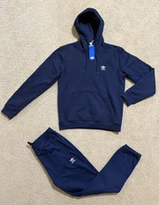 adidas Originals Tracksuit Mens Blue Authentic 2 Piece Set Sweatsuit Size M, XL