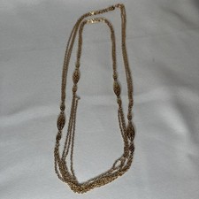 Vintage Monet Gold Tone Multi-Strand Rope Necklace 53" Chain
