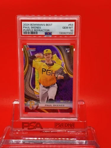 2024 Bowman's Best Paul Skenes #53 Purple Refractor 001/250 (RC) PSA 10