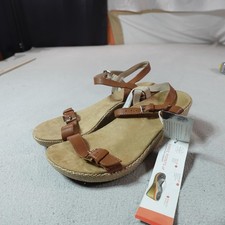 Vionic Enisa Sandals Womens Size 8 Brown Espadrille Wedge Orthotic Shoes New