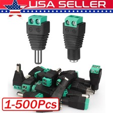 1-500x Male Female 2.1x5.5mm DC Power Plug Jack Adapter Connector for CCTV Lot