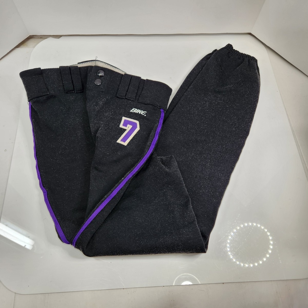 Softball Pants Baseball RETRO Bike Solid Black Purple Side Stripe