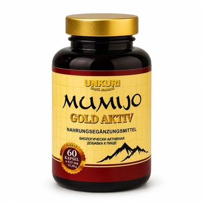 Mumijo Shilajit GOLD AKTIV (60 Kapsel) - Shilajit/Mumie 100% Natural - Energie -