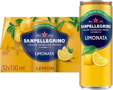 San Pellegrino Italian Sparkling Drinks Sparkling Lemon Canned 12 x 330ml